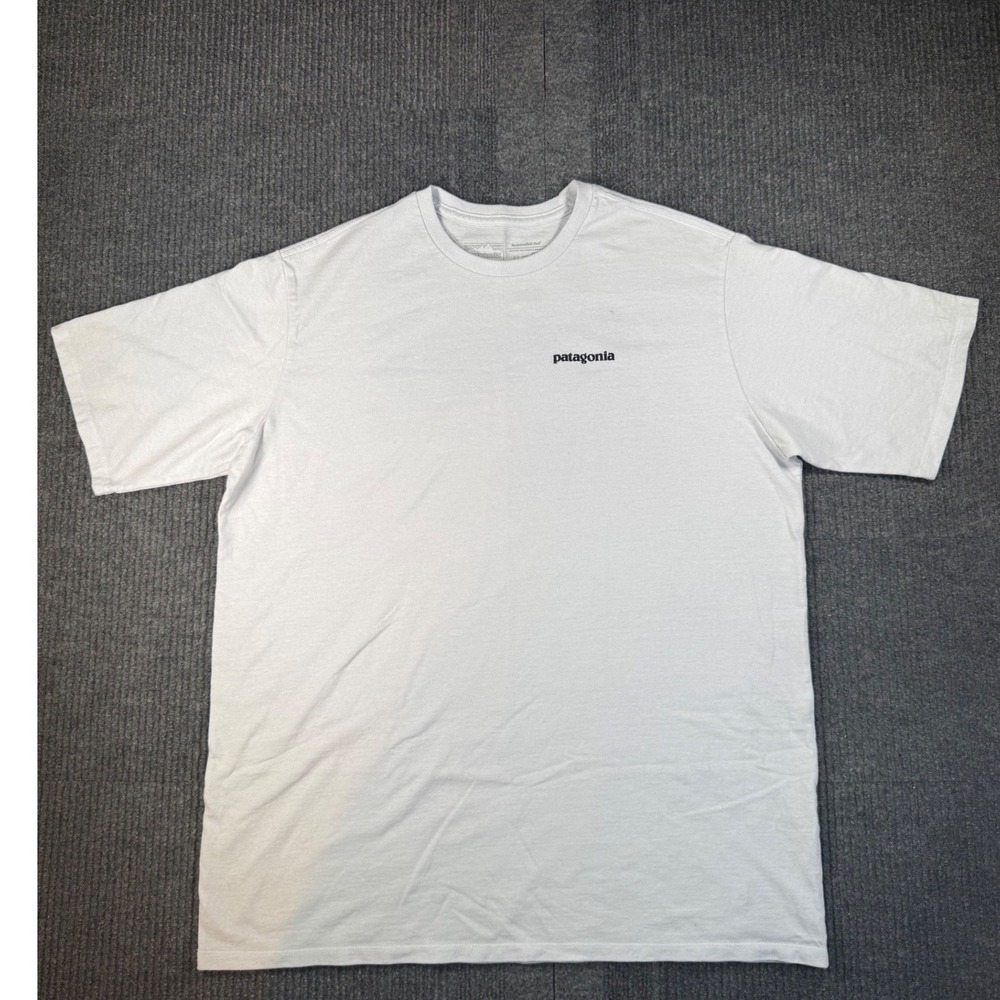 Patagonia Responsibili-Tee P-6 Logo Graphic T-Shirt Mens Large Gray Regular Fit